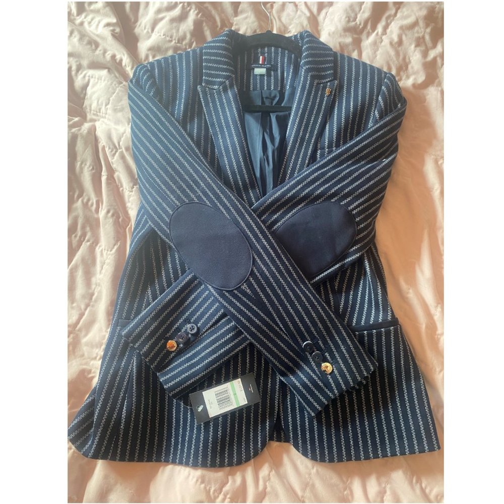 Tommy Hilfiger Pinstripe Elbow-Patch Blazer
